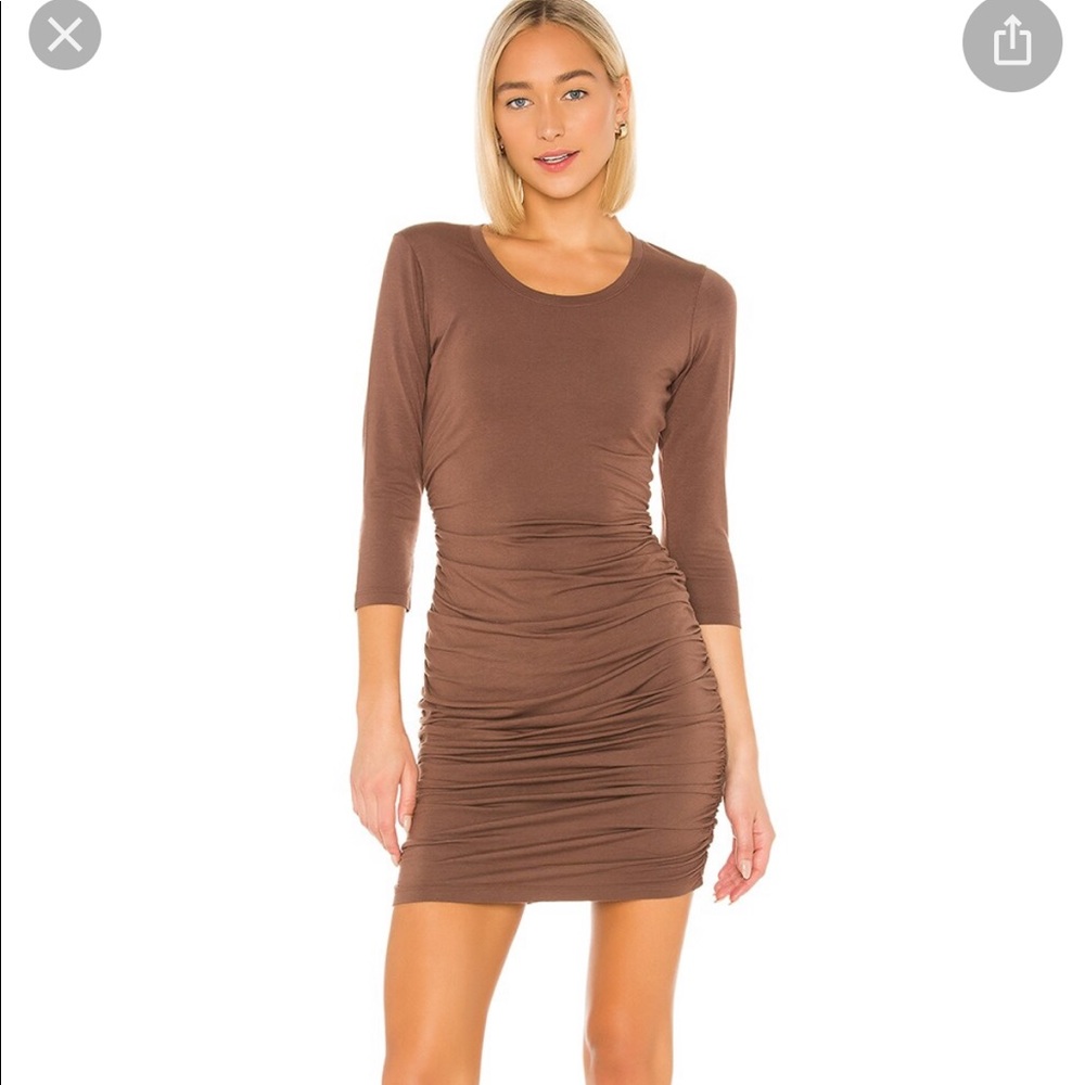 Bobi draped modal jersey dress in coffee